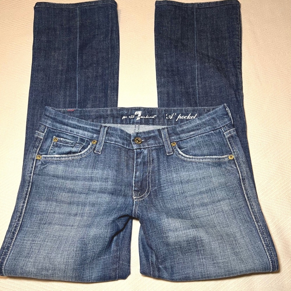 7 For All Mankind A Pocket Low Rise Bootcut Jeans Size 28 Y2K 2000s Aesthetic